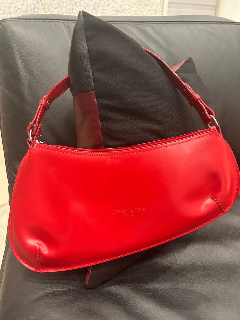 Tiffany & Fred Smooth Red Leather Shoulder Bag
